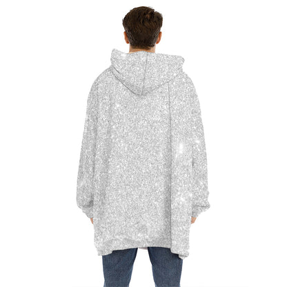 Light Silver Glitter Artwork Print (NOT Real Glitter) Hoodie Blanket