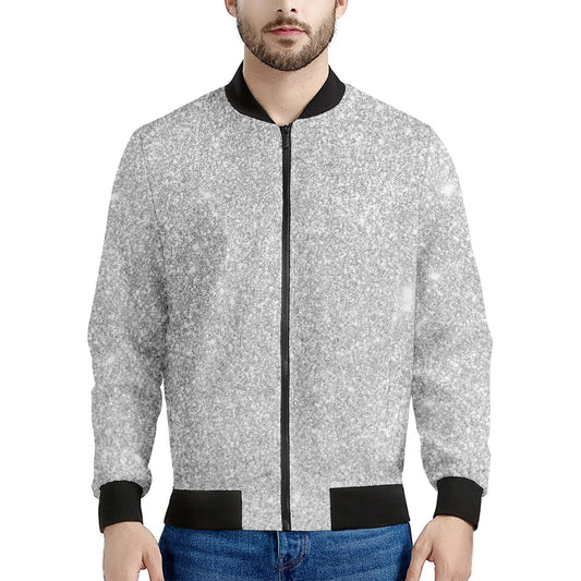 Light Silver Glitter Artwork Print (NOT Real Glitter) Men's Bomber Jacket