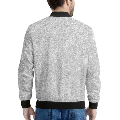 Light Silver Glitter Artwork Print (NOT Real Glitter) Men's Bomber Jacket