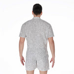 Light Silver Glitter Artwork Print (NOT Real Glitter) Men's Rompers