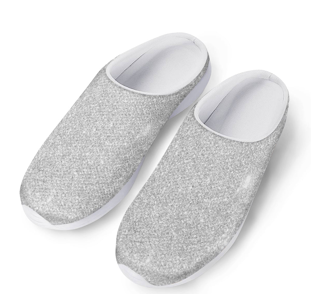 Light Silver Glitter Artwork Print (NOT Real Glitter) Mesh Casual Shoes