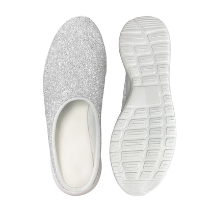 Light Silver Glitter Artwork Print (NOT Real Glitter) Mesh Casual Shoes