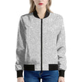 Bright Silver (NOT Real) Glitter Print Women's Bomber Jacket