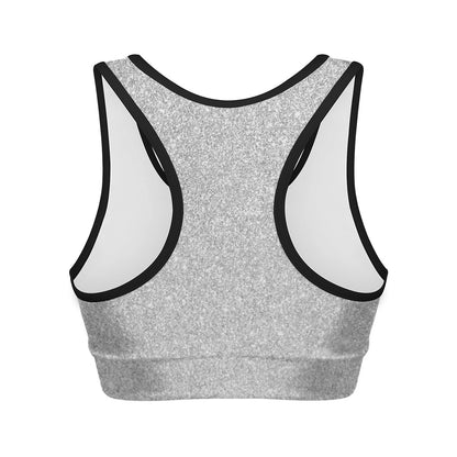 Light Silver Glitter Artwork Print (NOT Real Glitter) Women's Sports Bra