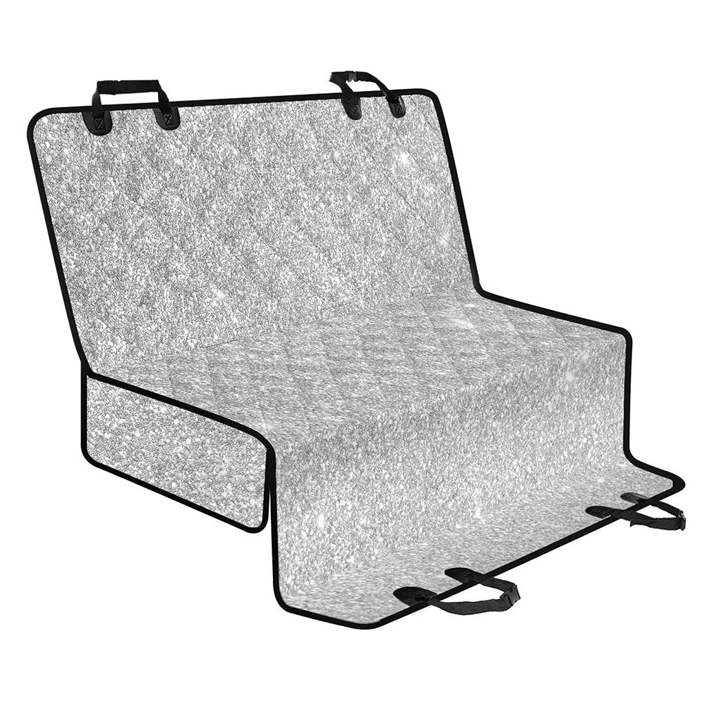 Bright Silver (NOT Real) Glitter Print Pet Car Back Seat Cover