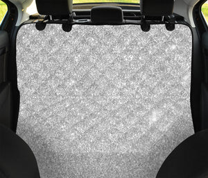 Bright Silver (NOT Real) Glitter Print Pet Car Back Seat Cover