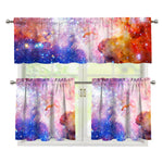 Light Stardust Galaxy Deep Space Print 3 Piece Kitchen Curtains