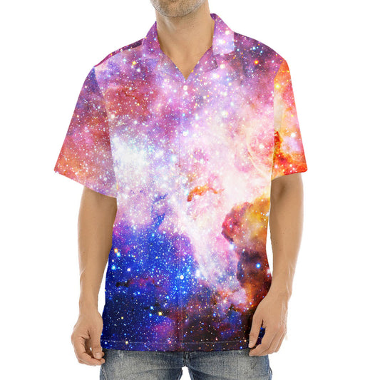 Light Stardust Galaxy Deep Space Print Aloha Shirt
