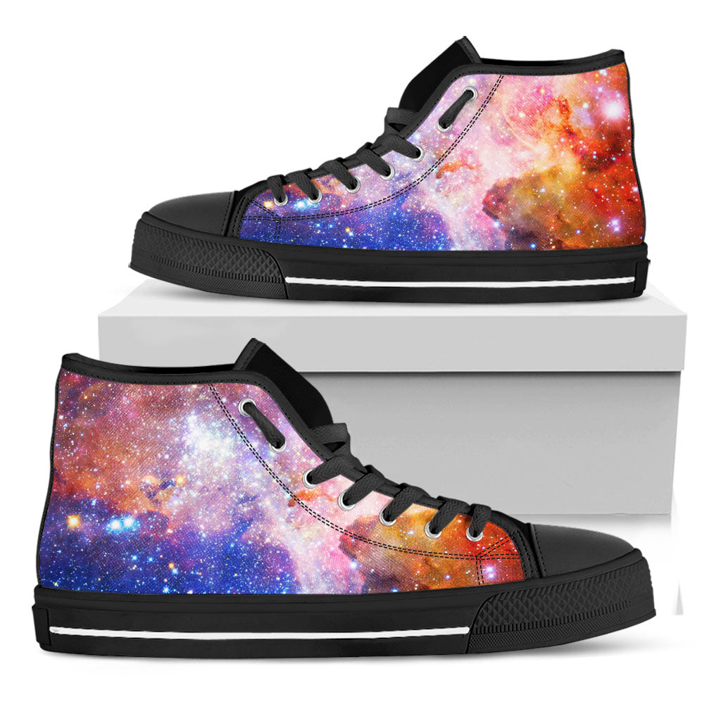 Light Stardust Galaxy Deep Space Print Black High Top Sneakers