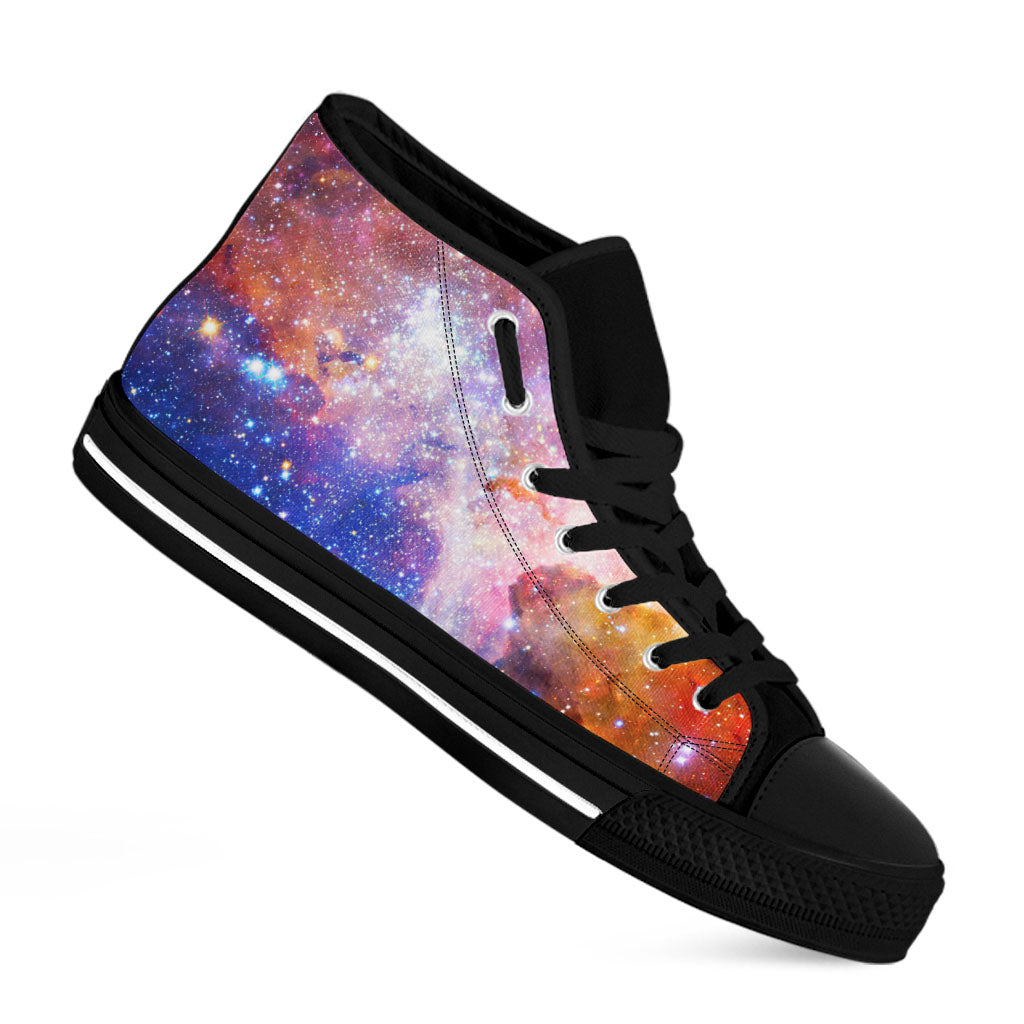 Light Stardust Galaxy Deep Space Print Black High Top Sneakers