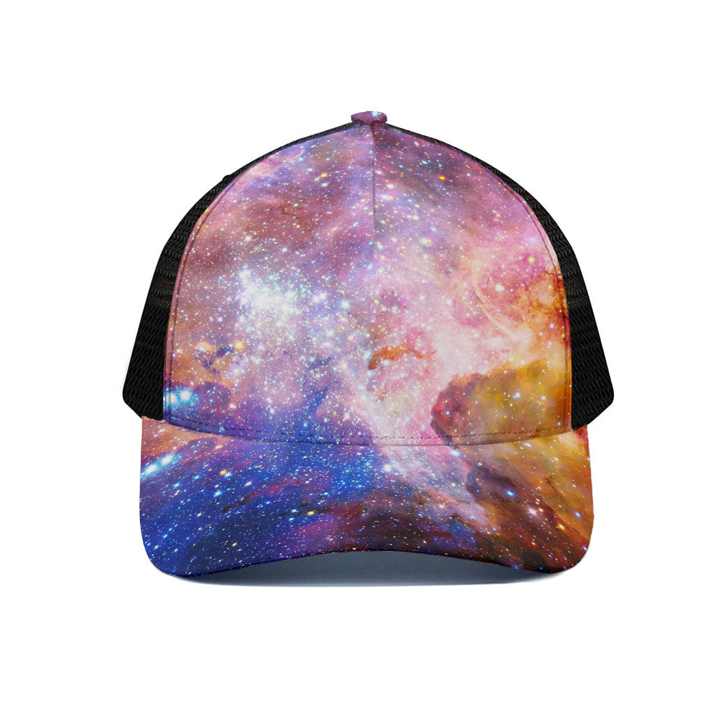Light Stardust Galaxy Deep Space Print Black Mesh Trucker Cap