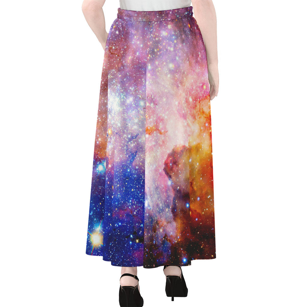 Light Stardust Galaxy Deep Space Print Chiffon Maxi Skirt