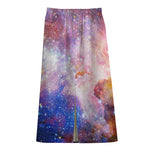 Light Stardust Galaxy Deep Space Print Cotton Front Slit Maxi Skirt