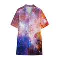 Light Stardust Galaxy Deep Space Print Cotton Hawaiian Shirt