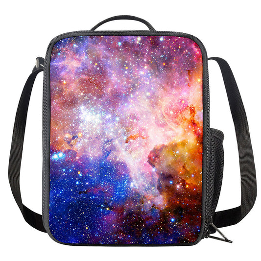 Light Stardust Galaxy Deep Space Print Crossbody Lunch Bag