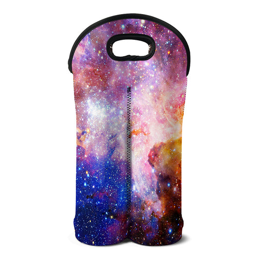 Light Stardust Galaxy Deep Space Print Double Neoprene Wine Tote