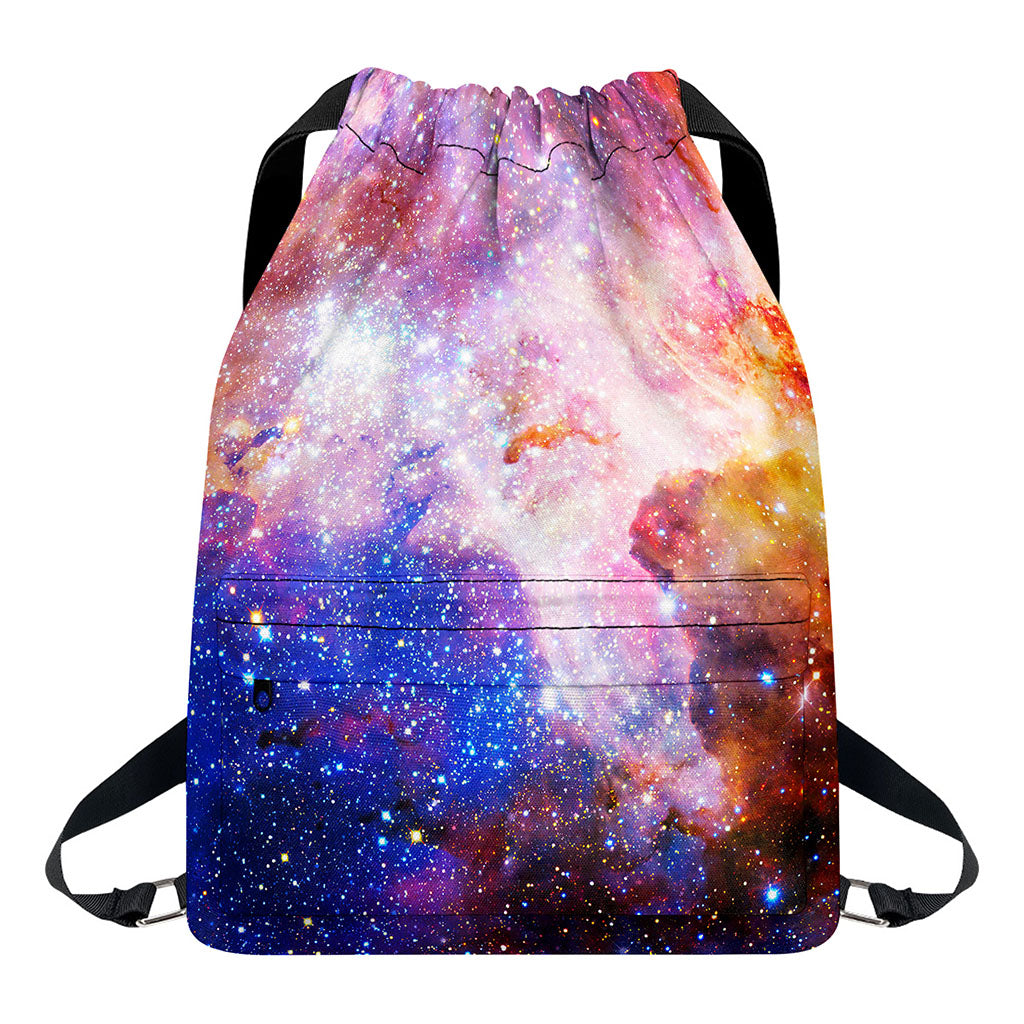 Light Stardust Galaxy Deep Space Print Drawstring Backpack