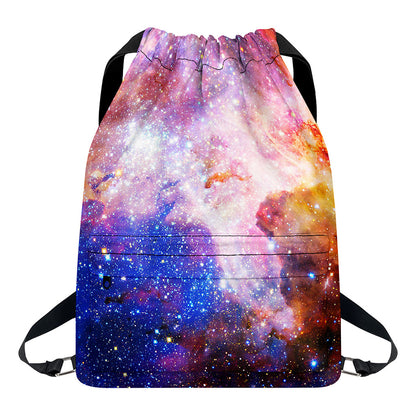 Light Stardust Galaxy Deep Space Print Drawstring Backpack