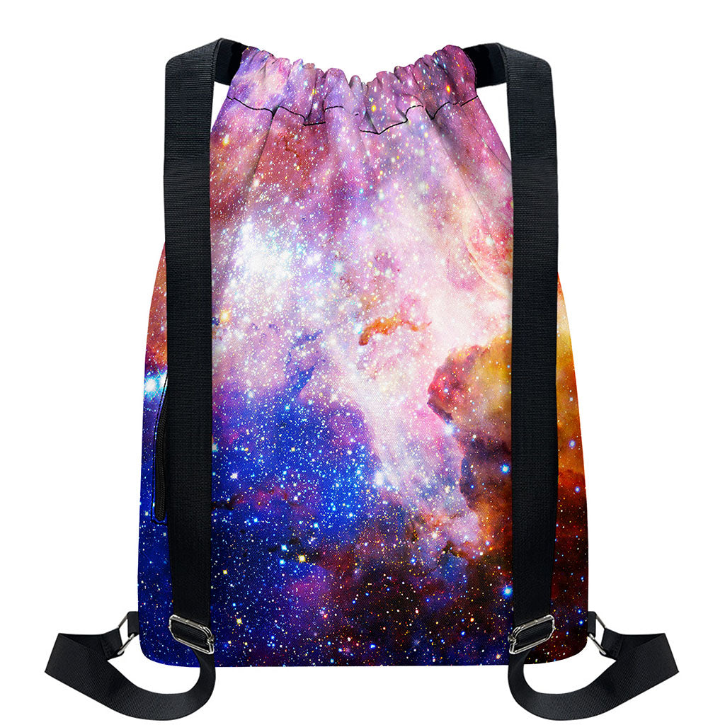 Light Stardust Galaxy Deep Space Print Drawstring Backpack
