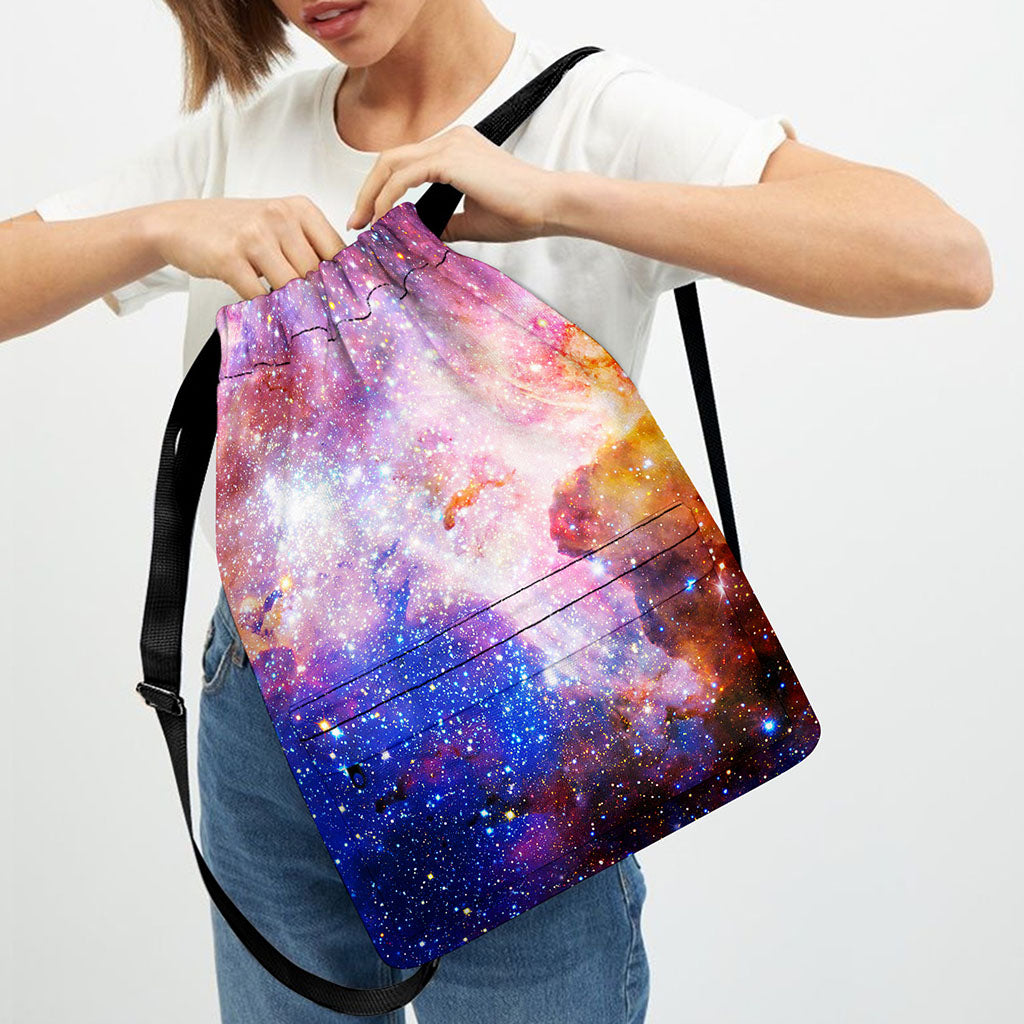 Light Stardust Galaxy Deep Space Print Drawstring Backpack