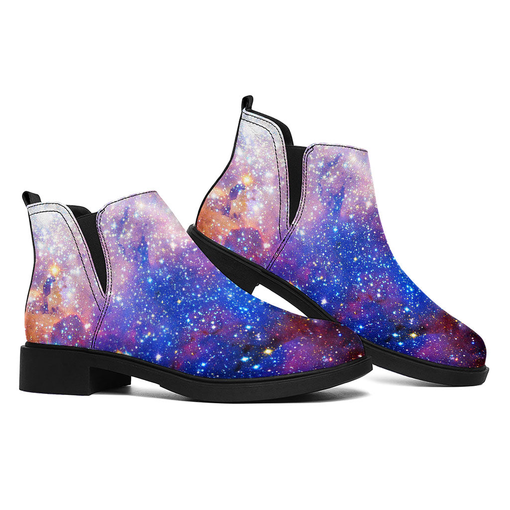 Light Stardust Galaxy Deep Space Print Flat Ankle Boots
