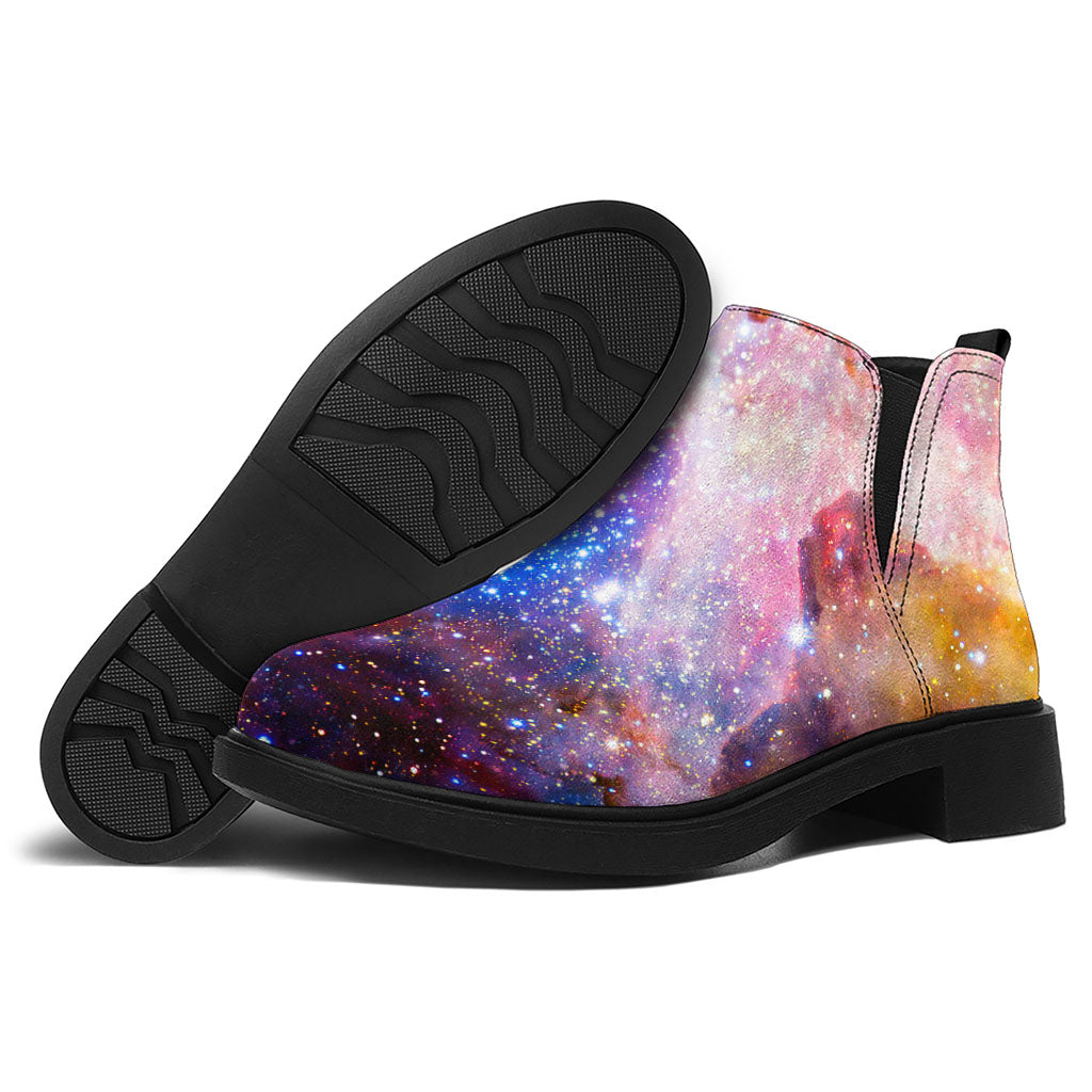 Light Stardust Galaxy Deep Space Print Flat Ankle Boots