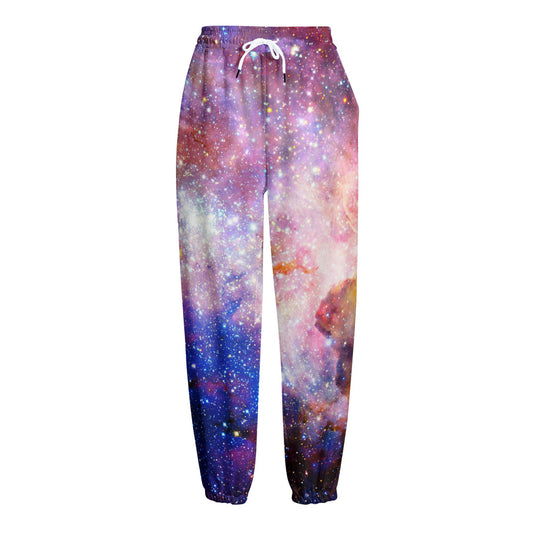 Light Stardust Galaxy Deep Space Print Fleece Lined Knit Pants