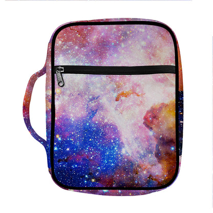 Light Stardust Galaxy Deep Space Print Front Pocket Bible Bag