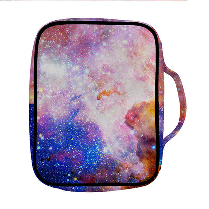 Light Stardust Galaxy Deep Space Print Front Pocket Bible Bag
