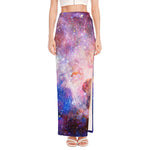 Light Stardust Galaxy Deep Space Print High Slit Maxi Skirt