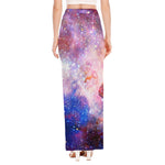 Light Stardust Galaxy Deep Space Print High Slit Maxi Skirt