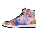 Light Stardust Galaxy Deep Space Print High Top Leather Sneakers