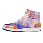 Light Stardust Galaxy Deep Space Print High Top Leather Sneakers