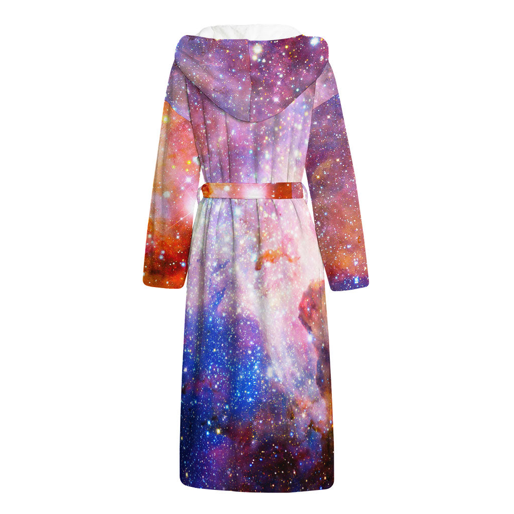 Light Stardust Galaxy Deep Space Print Hooded Bathrobe