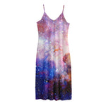 Light Stardust Galaxy Deep Space Print Jersey Midi Cami Dress