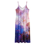 Light Stardust Galaxy Deep Space Print Jersey Midi Cami Dress