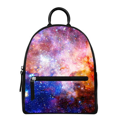 Light Stardust Galaxy Deep Space Print Leather Backpack