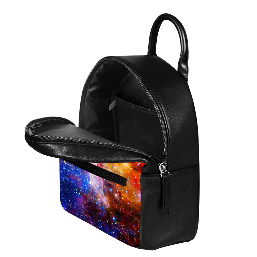 Light Stardust Galaxy Deep Space Print Leather Backpack
