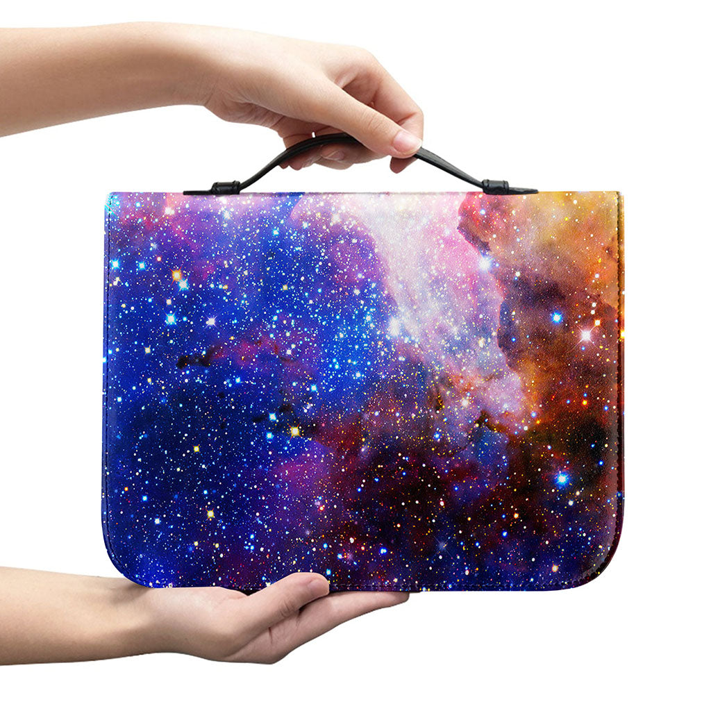 Light Stardust Galaxy Deep Space Print Leather Bible Cover