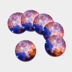 Light Stardust Galaxy Deep Space Print Leather Coaster Set