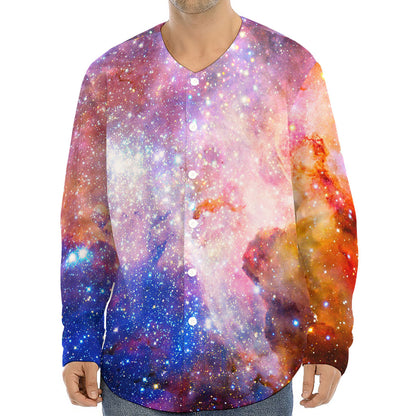 Light Stardust Galaxy Deep Space Print Long Sleeve Baseball Jersey