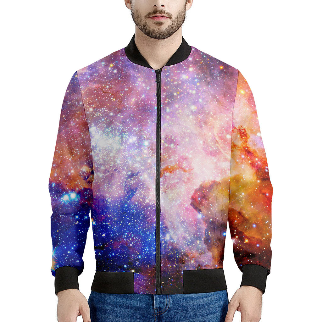 Light Stardust Galaxy Deep Space Print Men's Bomber Jacket