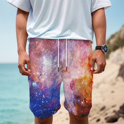 Light Stardust Galaxy Deep Space Print Men's Cargo Shorts