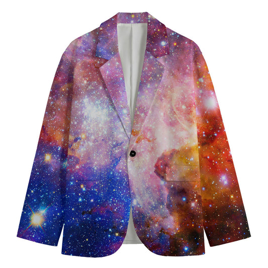 Light Stardust Galaxy Deep Space Print Men's Cotton Blazer