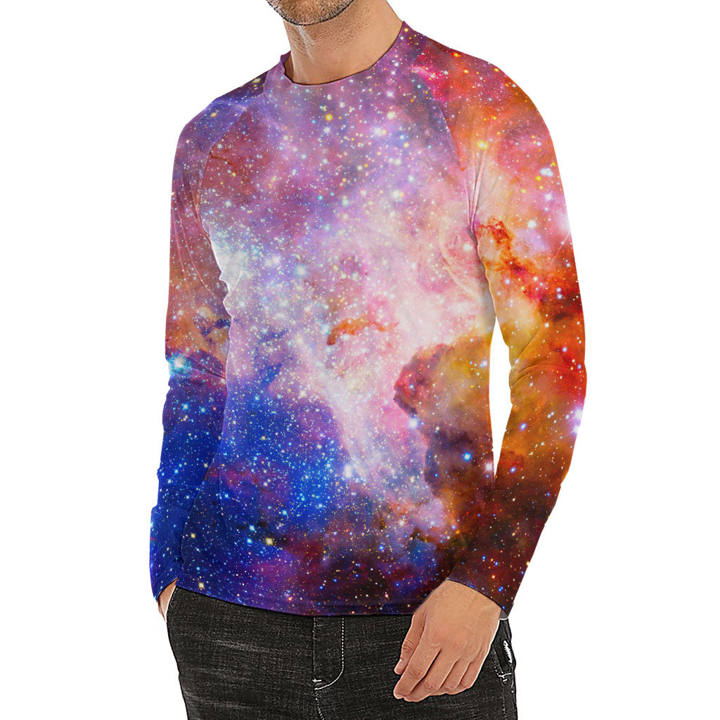 Light Stardust Galaxy Deep Space Print Men's Long Sleeve Rash Guard