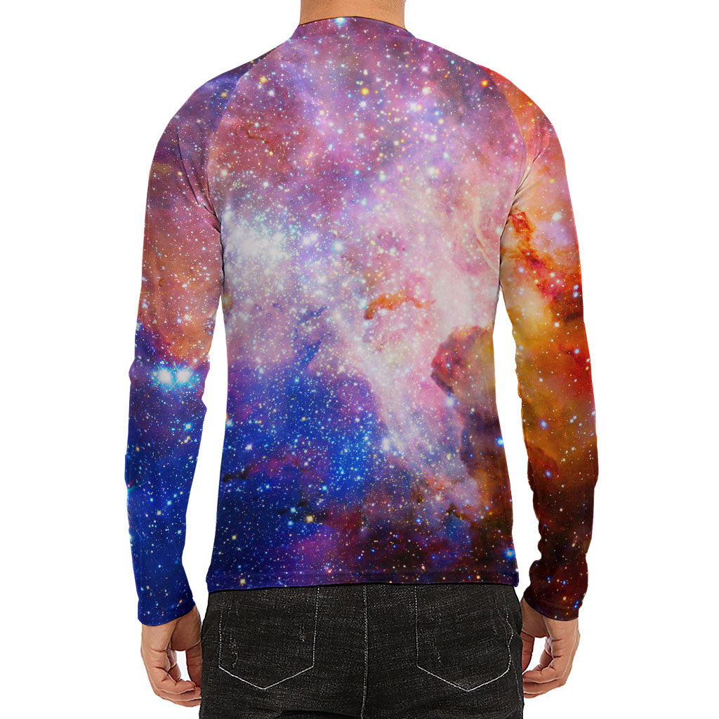 Light Stardust Galaxy Deep Space Print Men's Long Sleeve Rash Guard