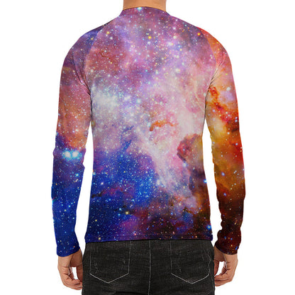 Light Stardust Galaxy Deep Space Print Men's Long Sleeve Rash Guard
