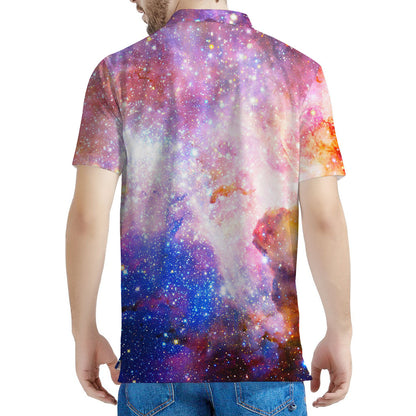 Light Stardust Galaxy Deep Space Print Men's Polo Shirt