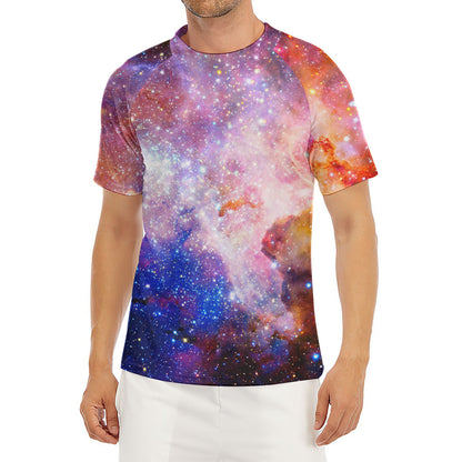Light Stardust Galaxy Deep Space Print Men's Short Sleeve Rash Guard