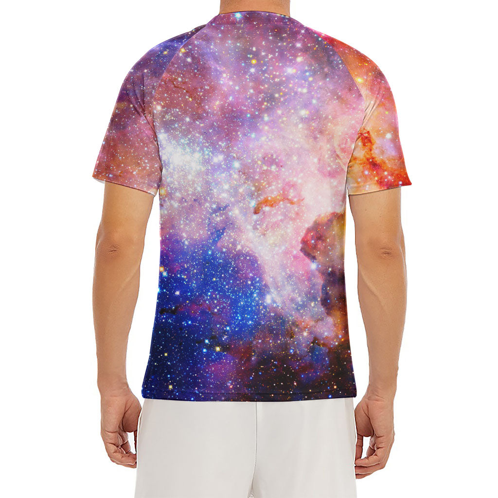 Light Stardust Galaxy Deep Space Print Men's Short Sleeve Rash Guard